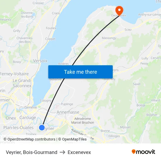 Veyrier, Bois-Gourmand to Excenevex map