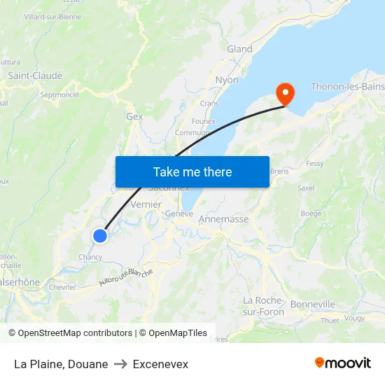 La Plaine, Douane to Excenevex map