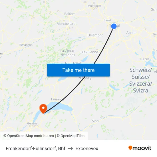 Frenkendorf-Füllinsdorf, Bhf to Excenevex map