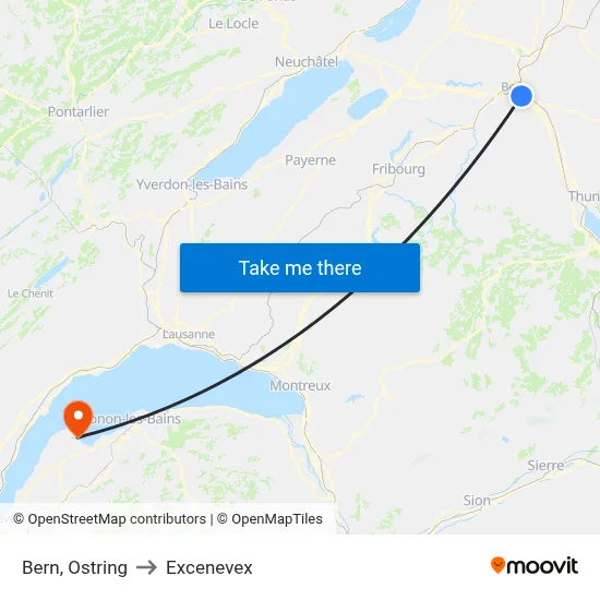 Bern, Ostring to Excenevex map