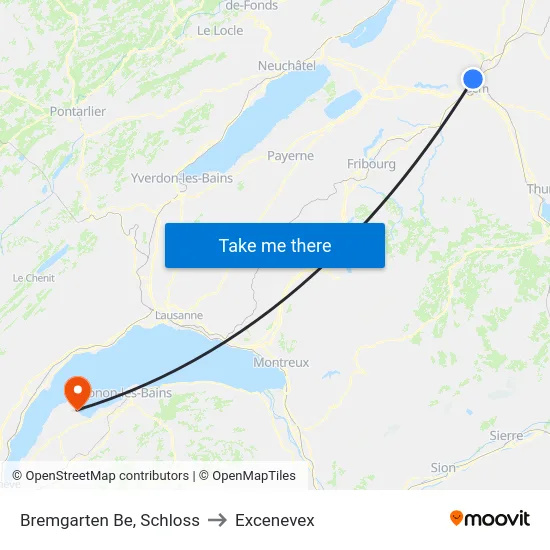 Bremgarten Be, Schloss to Excenevex map