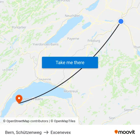 Bern, Schützenweg to Excenevex map