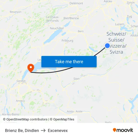 Brienz Be, Dindlen to Excenevex map