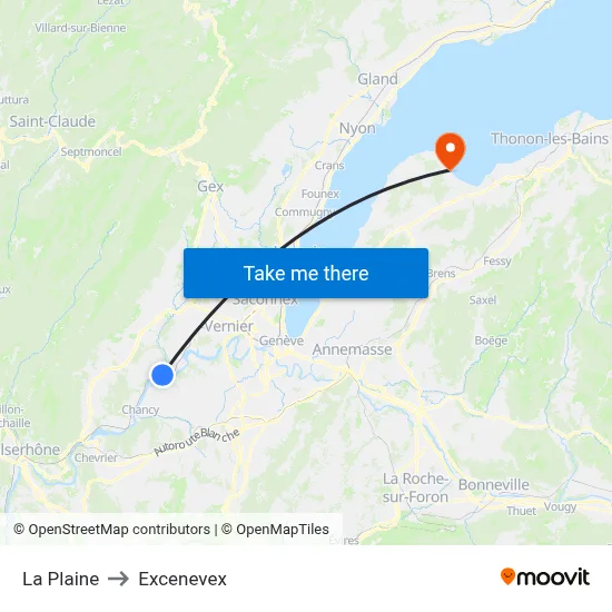 La Plaine to Excenevex map