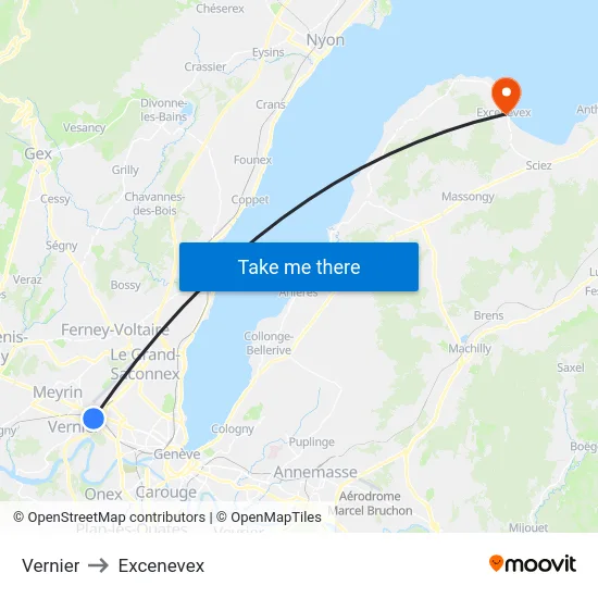 Vernier to Excenevex map