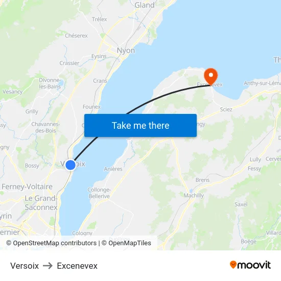 Versoix to Excenevex map