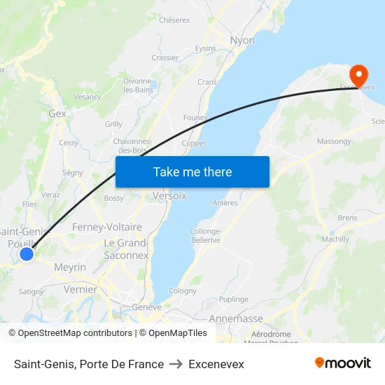 Saint-Genis, Porte De France to Excenevex map
