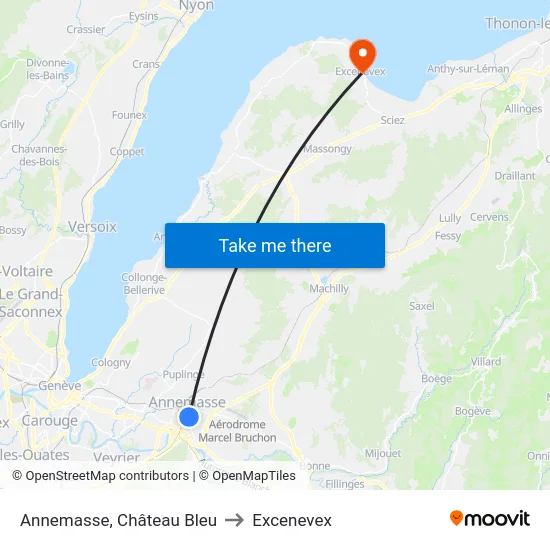 Annemasse, Château Rouge to Excenevex map
