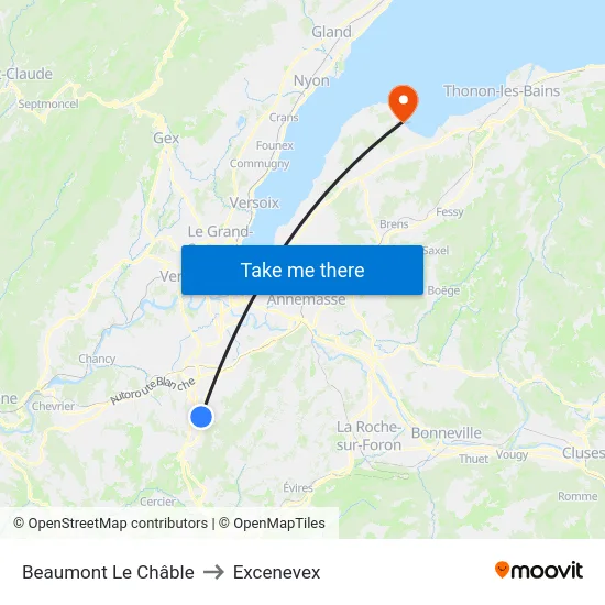 Beaumont, Le Châble to Excenevex map
