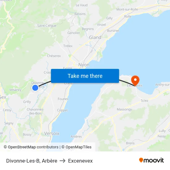 Divonne-Les-B, Arbère to Excenevex map