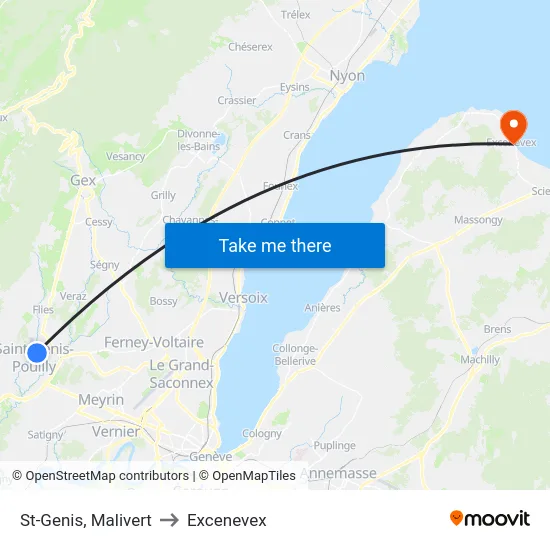 St-Genis, Malivert to Excenevex map