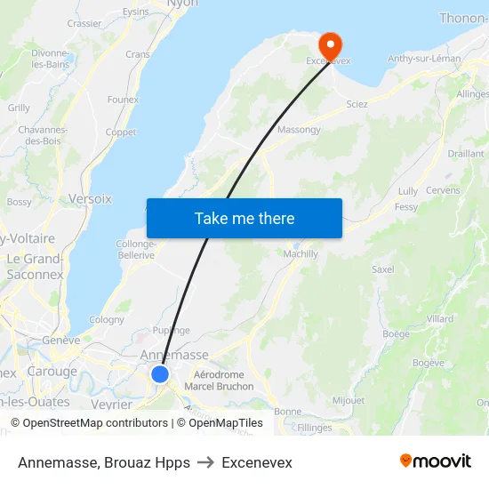 Annemasse, Brouaz Hpps to Excenevex map
