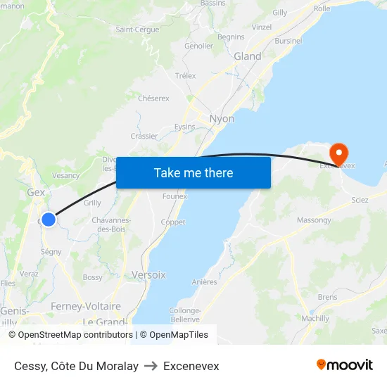 Cessy, Côte Du Moralay to Excenevex map