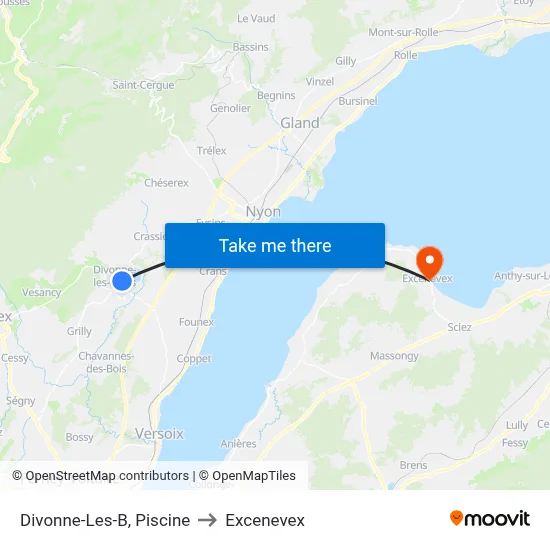 Divonne-Les-B, Piscine to Excenevex map