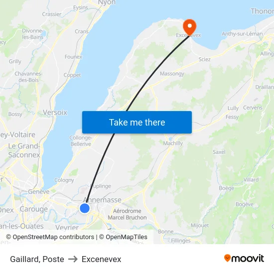 Gaillard, Poste to Excenevex map