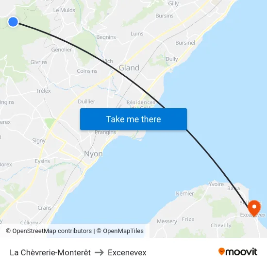 La Chèvrerie-Monterêt to Excenevex map