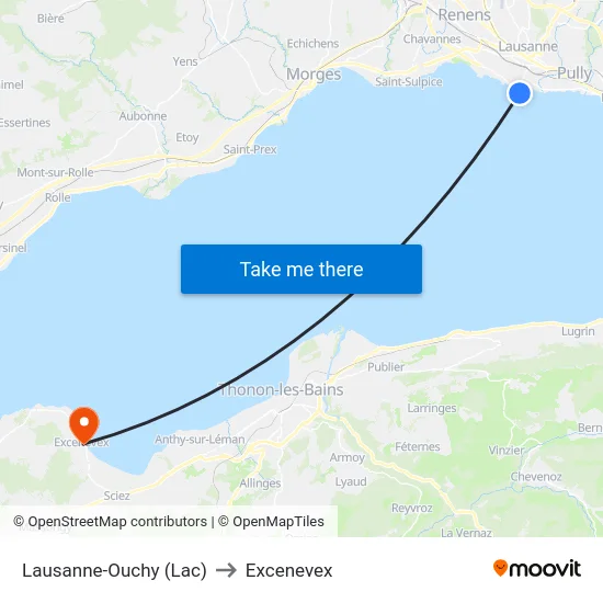 Lausanne-Ouchy (Lac) to Excenevex map