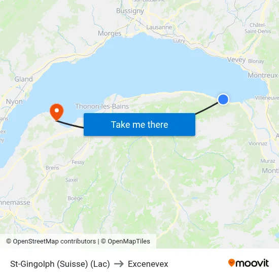 St-Gingolph (Suisse) (Lac) to Excenevex map