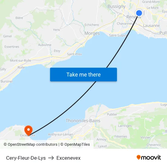Cery-Fleur-De-Lys to Excenevex map
