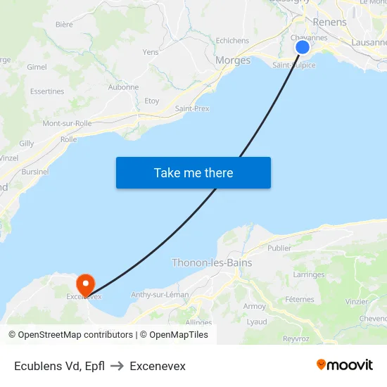 Ecublens Vd, Epfl to Excenevex map