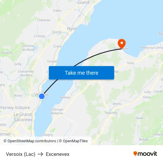 Versoix (Lac) to Excenevex map