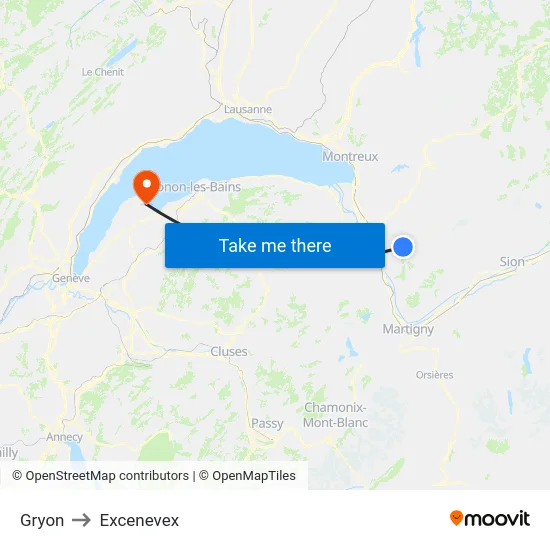 Gryon to Excenevex map