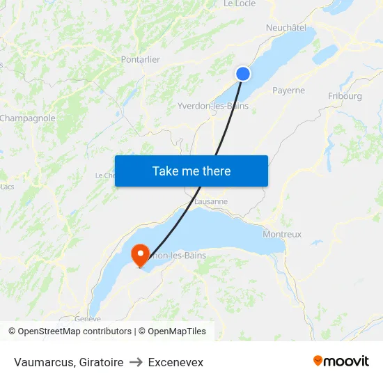 Vaumarcus, Giratoire to Excenevex map