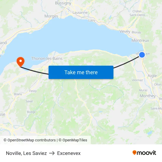 Noville, Les Saviez to Excenevex map