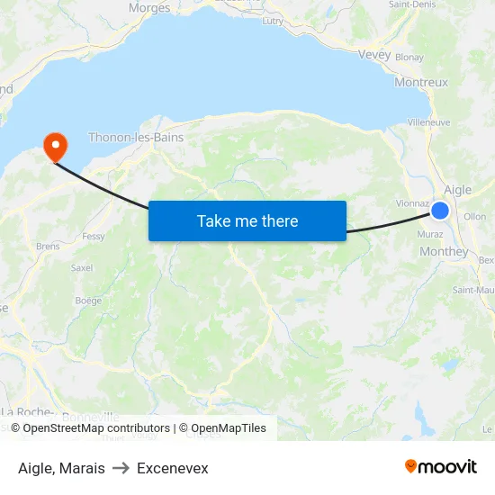 Aigle, Marais to Excenevex map