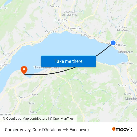 Corsier-Vevey, Cure D'Attalens to Excenevex map