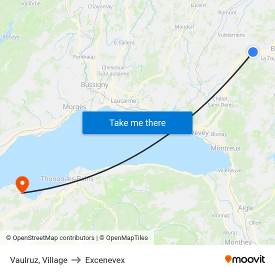 Vaulruz, Village to Excenevex map