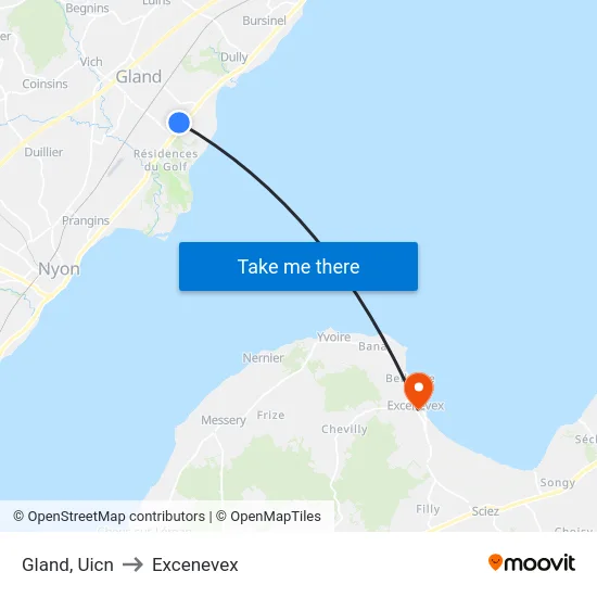 Gland, Uicn to Excenevex map