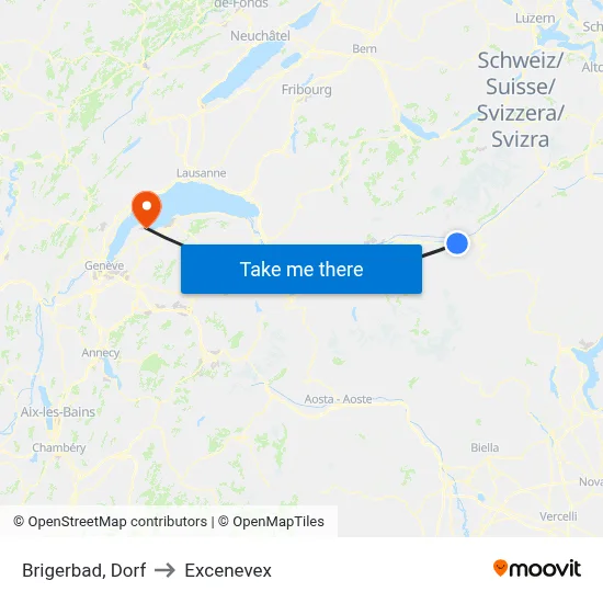 Brigerbad, Dorf to Excenevex map