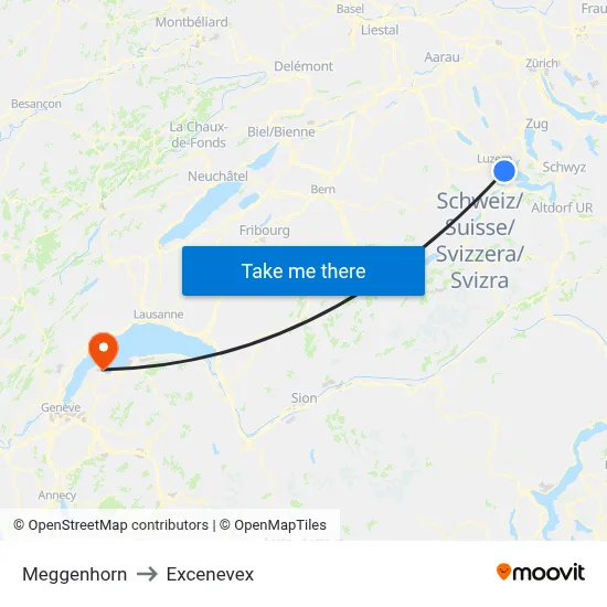 Meggenhorn to Excenevex map