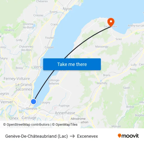Genève-De-Châteaubriand (Lac) to Excenevex map