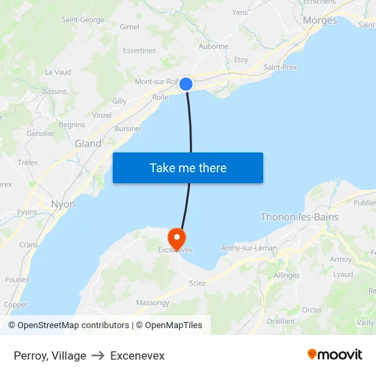 Perroy, Village to Excenevex map