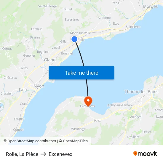 Rolle, La Pièce to Excenevex map