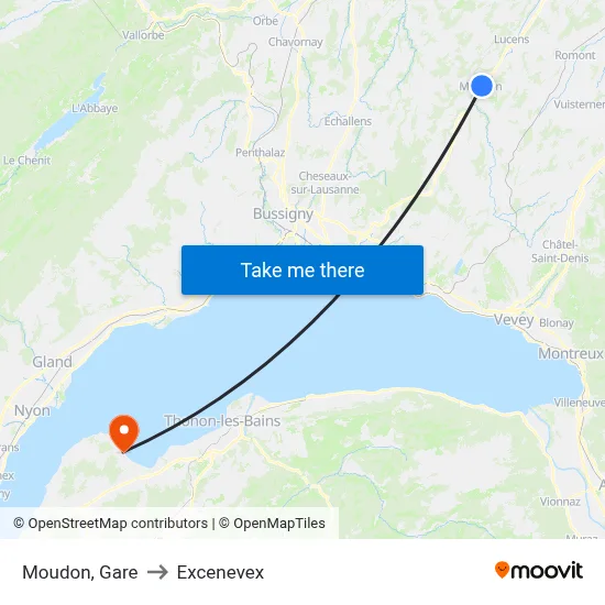 Moudon, Gare to Excenevex map