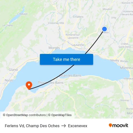 Ferlens Vd, Champ Des Oches to Excenevex map