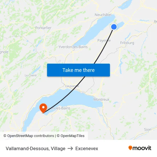 Vallamand-Dessous, Village to Excenevex map