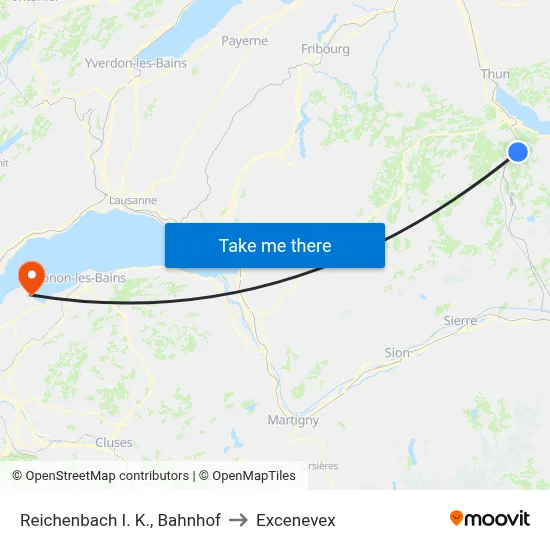 Reichenbach I. K., Bahnhof to Excenevex map