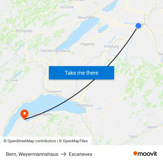 Bern, Weyermannshaus to Excenevex map