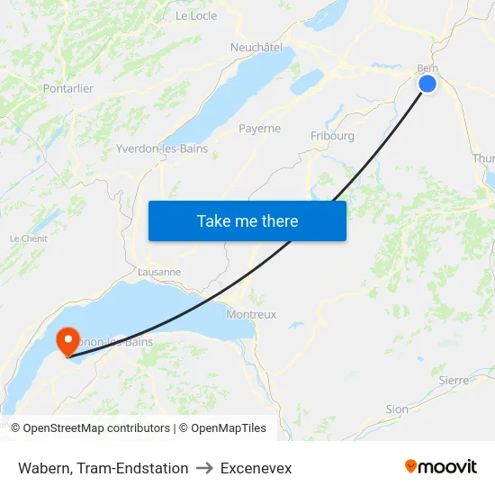 Wabern, Tram-Endstation to Excenevex map