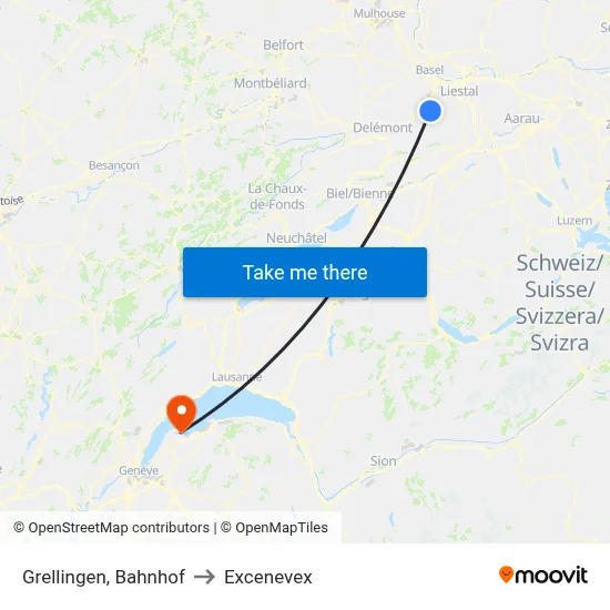 Grellingen, Bahnhof to Excenevex map
