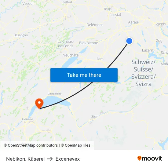 Nebikon, Käserei to Excenevex map