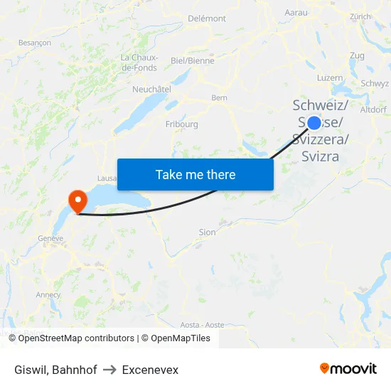 Giswil, Bahnhof to Excenevex map