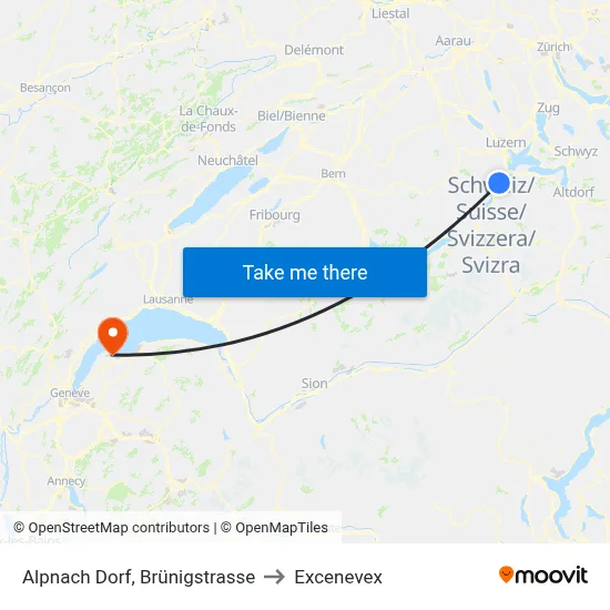 Alpnach Dorf, Brünigstrasse to Excenevex map