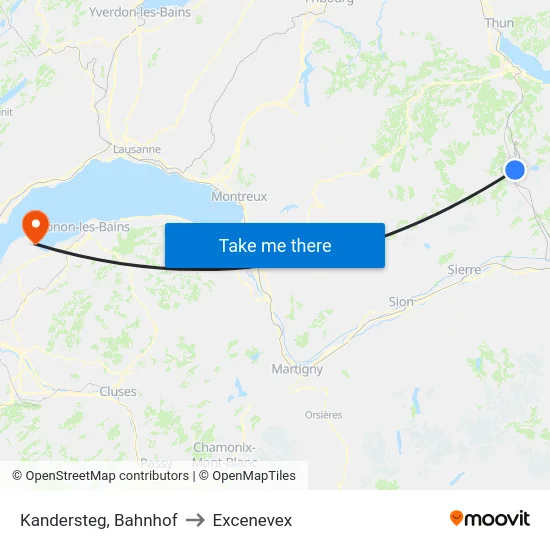 Kandersteg, Bahnhof to Excenevex map