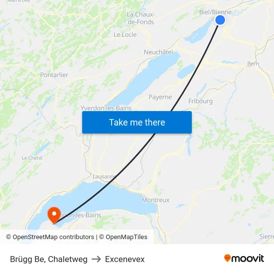 Brügg Be, Chaletweg to Excenevex map