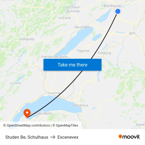 Studen Be, Schulhaus to Excenevex map